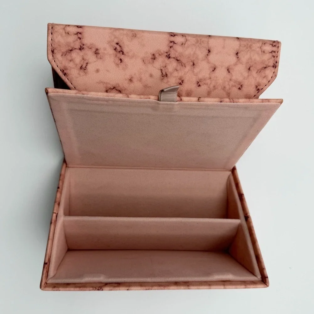 ZiGi & MARAiS Marble Pink‎ Foldable Travel Jewelry Case with Mirror Organizer